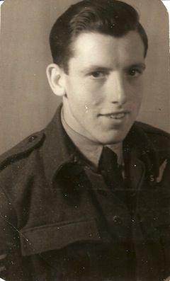 Bill Thomas in uniform with his signaller’s emblem. (Courtesy of Bill Thomas)